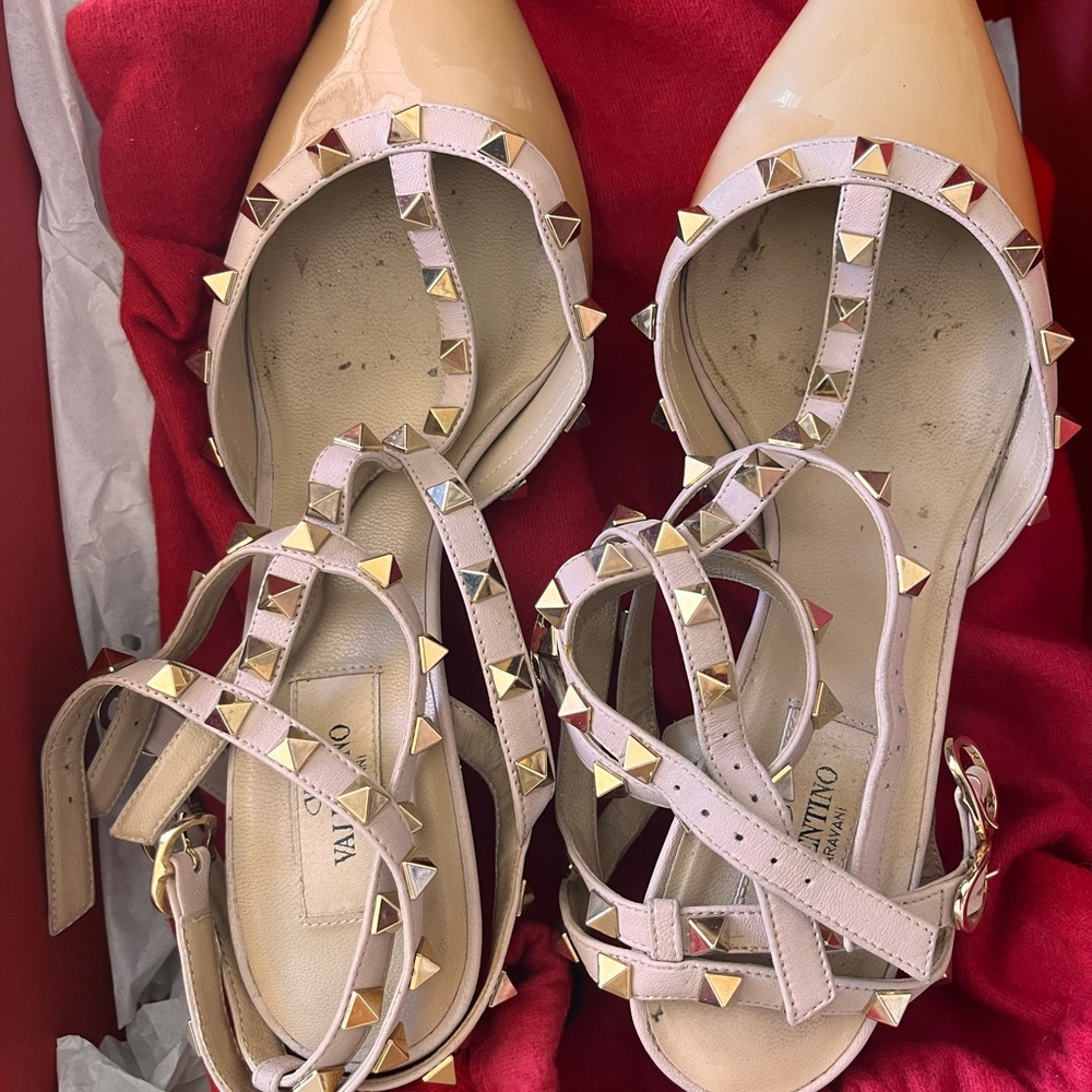 Valentino Stud Cream Heels